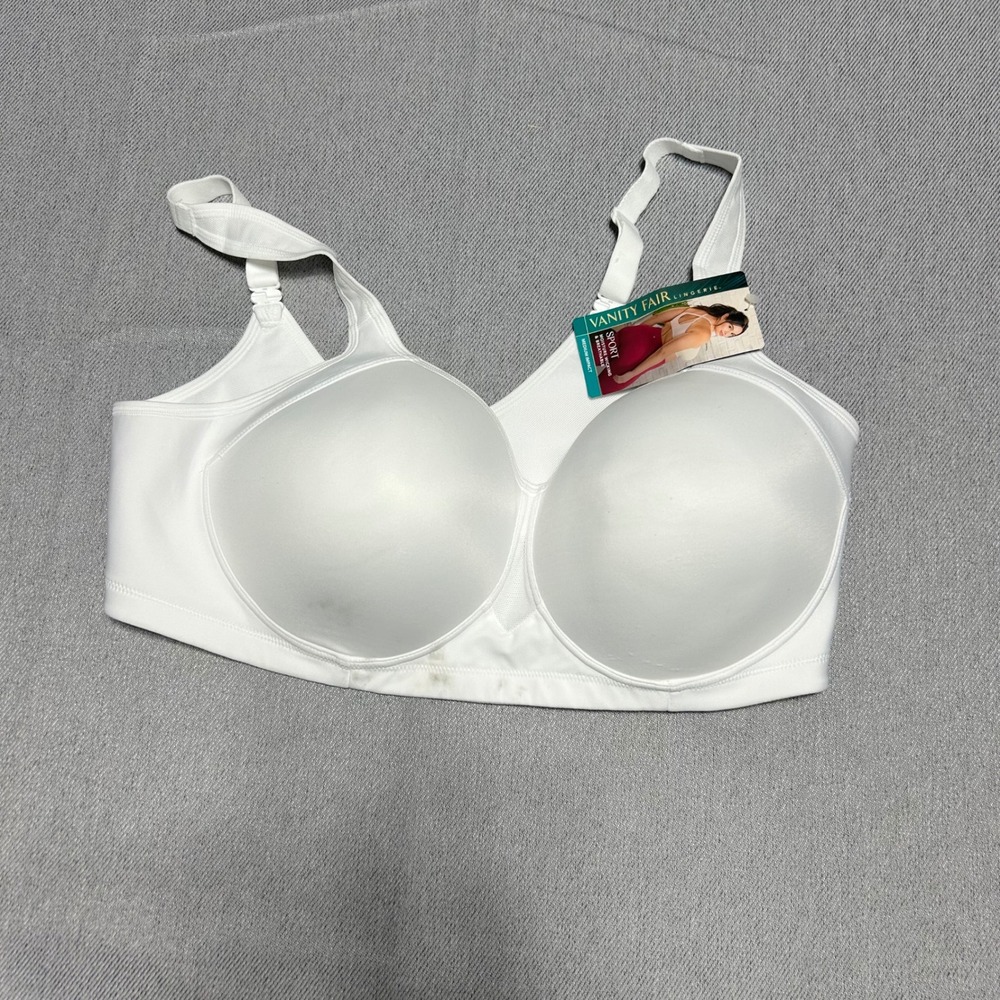 Vanity‎ Fair Sport Bra Womens 42D White Medium Impact Wirefree